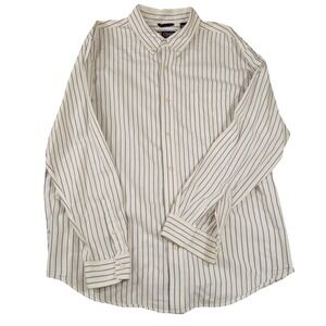 Chaps Men's Button Down Size 2XLT White Blue Striped Long‎ Sleeve Shirt